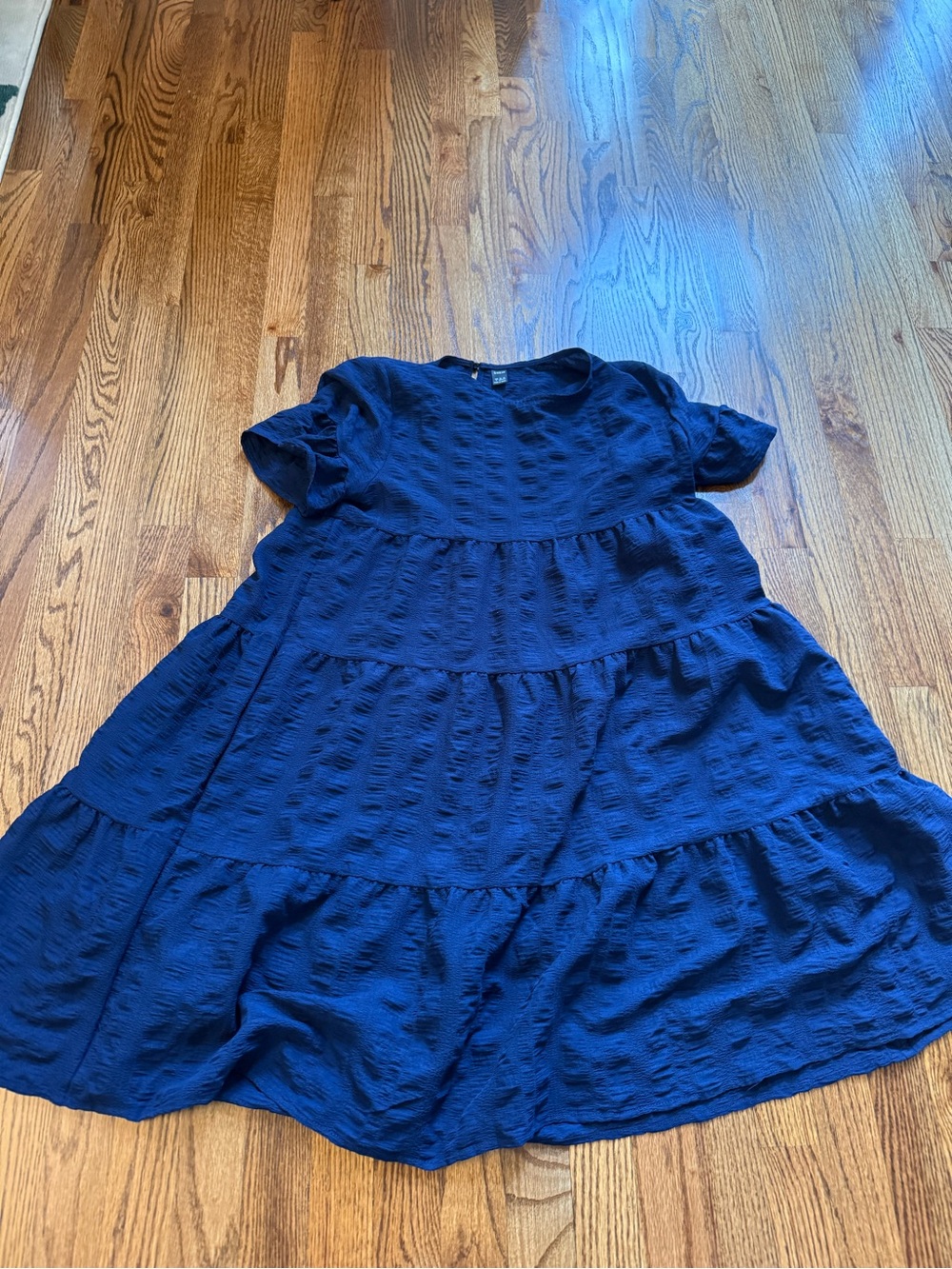 SHEIN Navy Blue Tiered Short-Sleeve Ladies’ Dress 38” long